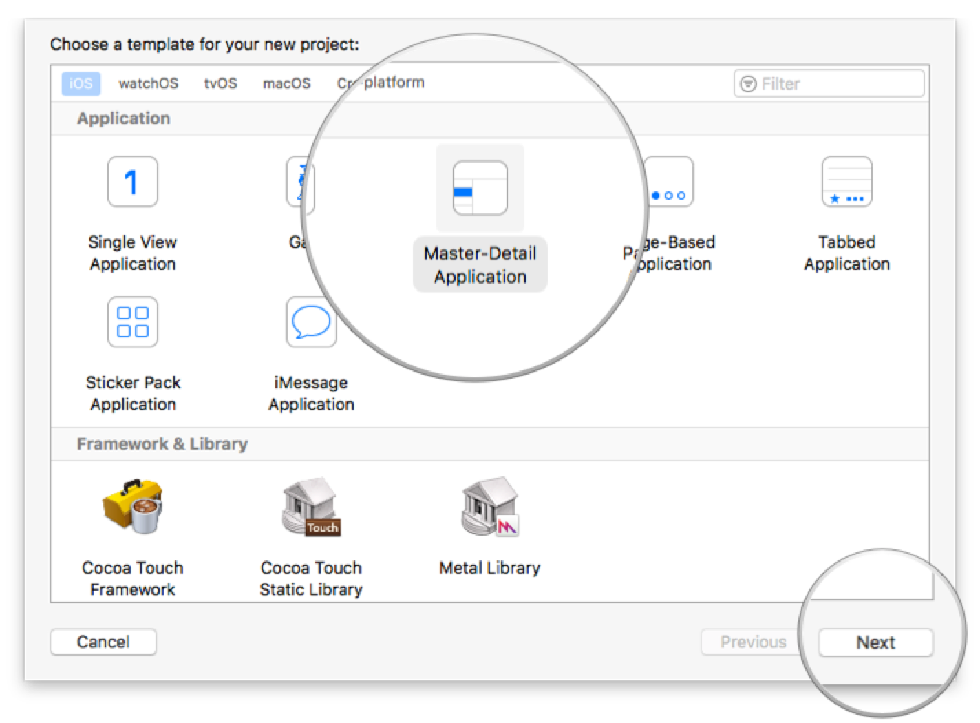 choose master detail application